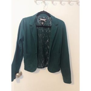 Teal Lace Back Blazer